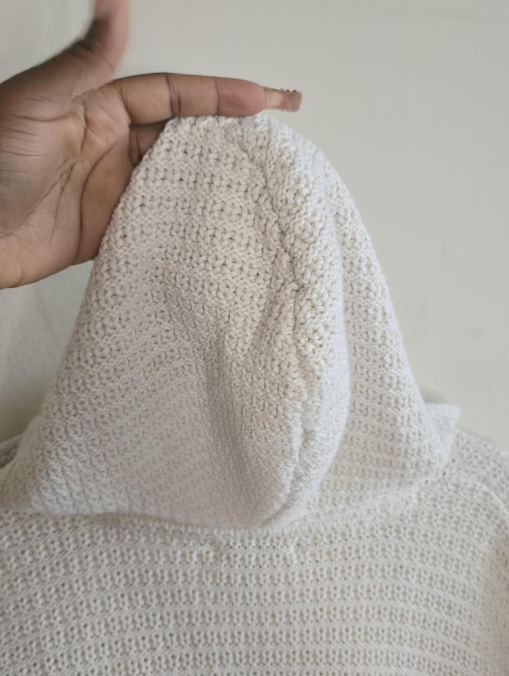 Rachel Zoe Hooded Crochet Knit Sweater Women’s Large Cream Heavyweight - Picture 11 of 11